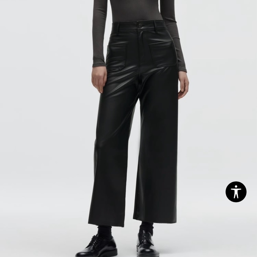 Zara THE MARINE STRAIGHT FAUX LEATHER PANTS